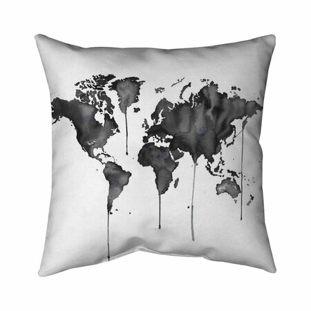BEGIN HOME DECOR 26 x 26 in. Watercolor World Map-Double Sided Print Indoor Pillow 5541-2626-TV12